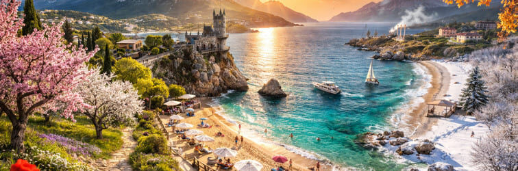 Песок и коврик на пляже в Алуште